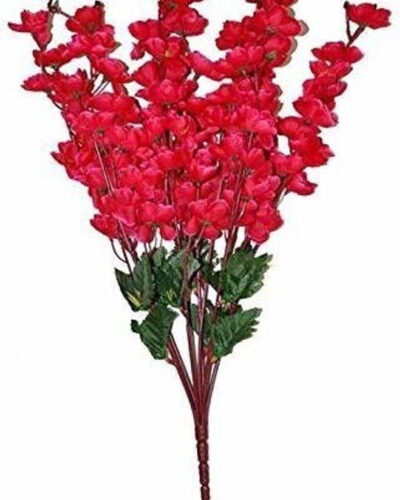 MotiRaj artificial blossom flowers for décor blossom flower for home office decoration Red Cherry Blossom Artificial Flower (55 cm, Pack of 1, Flower Bunch)