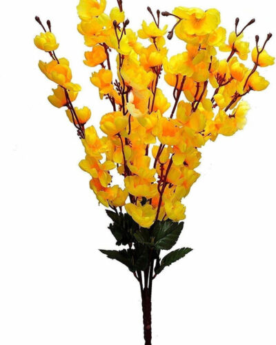 MotiRaj artificial blossom flowers for décor blossom flower for home office decoration Yellow Cherry Blossom Artificial Flower (55 cm, Pack of 1, Flower Bunch)