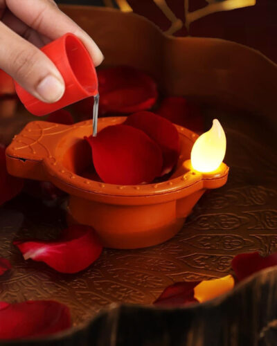 Kala Decorators LED Diya Artificial Diya Home Decoration Birthday Anniversary Festival Plastic Table Diya (Height: 1.5 inch)