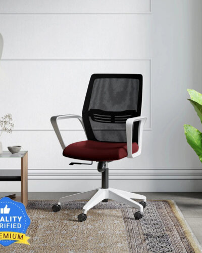 Godrej Interio Vurv Mid Back Mesh Office Executive Chair (Red, DIY(Do-It-Yourself))