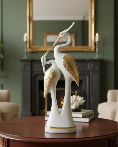 Miss Peach Pair of White Duck Kissing Showpiece for home decor|Duck showpiece for gifts And home|Home décor showpieces|decoration items for house|handicraft home decor|showpieces figurines|table decoration items|Decorative items for room in Racks & Shelves|handicraft items in Showpieces& Figurines|statues|statue gift|Statue for home|showpiece gift sets|showpiece for living room| showpieces for bedroom|showpiece for home| Decorative Showpiece - 36.83 cm (Polyresin, White)