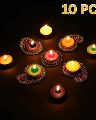 TruVeli Tealight Diya Candles Set For festive season, weddings and special events Candle (Multicolor, Pack of 10)