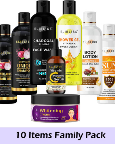ELIBLISS 10-in-1 Family Combo Pack – Hair, Face & Body Care Essentials for Daily Use (10 Items in the set)