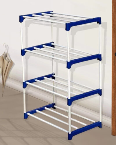 wrt 4 layer multiporpose hard pvc pipe shoe rack PVC Collapsible Wardrobe (Finish Color - blue, DIY(Do-It-Yourself))