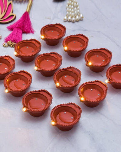 Sedoka LED Water Sensor Diya (Model No. WS12) Plastic (Pack of 6) Table Diya Set (Height: 1.18 inch)