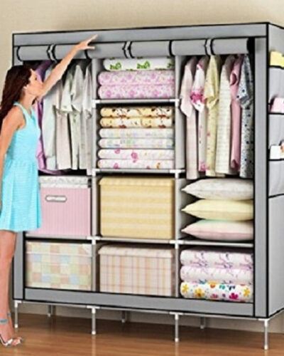 ZOSHOMI Carbon Steel Collapsible Wardrobe (Finish Color - GREY, DIY(Do-It-Yourself))
