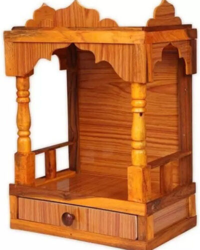 OM Nano Narayan mandir Height-45, Length-32 Width-22cm. Solid Wood Home Temple (Height: 14, Pre-assembled)