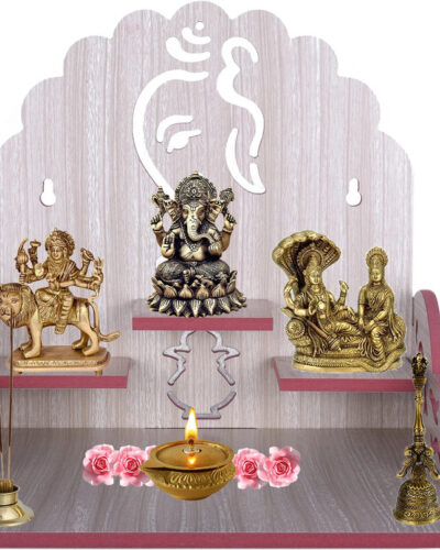 Bloriza Handcrafted Wooden Decorative temple for home Engineered Wood Home Temple (Height: 18, DIY(Do-It-Yourself))