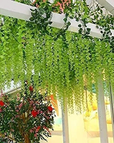 Ajaa Green Westeria Artificial Flower (45 cm, Pack of 1, Single Flower)