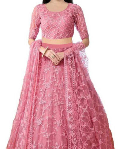 Girls Maxi/Full Length Festive/Wedding Dress (Pink, Half Sleeve)