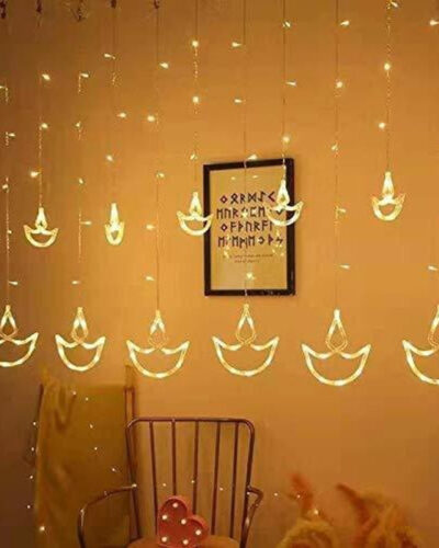QUACE 138 LEDs 2.49 m Yellow Flickering, Steady Diya Rice Lights (Pack of 1)
