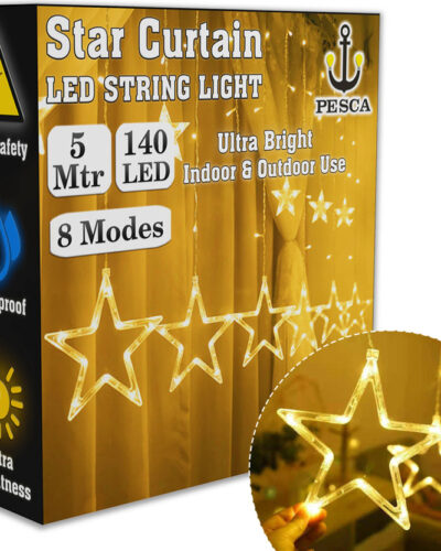 PESCA 140 LEDs 5.08 m Yellow Flickering, Steady Star Rice Lights (Pack of 1)