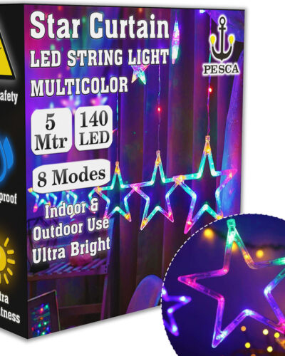 PESCA 140 LEDs 5.08 m Multicolor Flickering, Steady Star Rice Lights (Pack of 1)