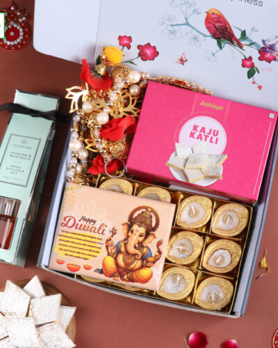 Floweraura Premium Diwali Hamper Combo | Diwali Decoration for Home Decor| Ganesha Frame Paper Gift Box (Multicolor)