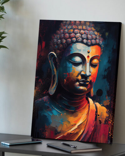 Painting Mantra Buddha Canvas Painting Waall Art Prints for Home & Office decor Canvas 22 inch x 16 inch Painting (Without Frame)