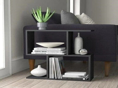 NE Furniture Engineered Wood Zl Side Table, End Table Engineered Wood Side Table (Finish Color - Black, DIY(Do-It-Yourself))