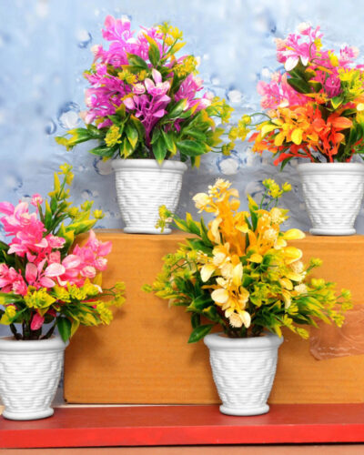 mogal Home/Office Table Decoration(Pack of 4) Bonsai Wild Artificial Plant with Pot (17.5 cm, Multicolor)