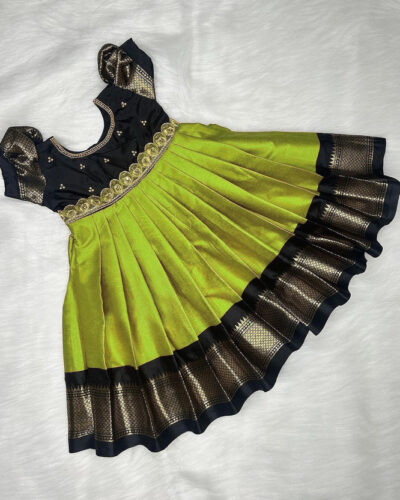 Girls Maxi/Full Length Festive/Wedding Dress (Green, Short Sleeve)