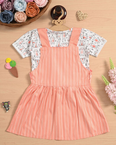 Baby Girls Calf Length Casual Dress (Orange, Short Sleeve)