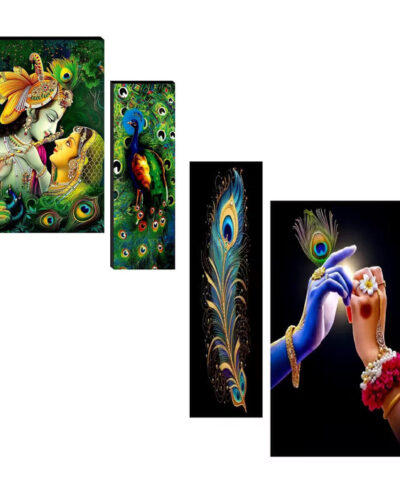 SNDArt Set Of 2 Radha Krishna Wall Paintings For Living Room Gift Items Digital Reprint 11.9 inch x 18 inch Painting (Without Frame, Pack of 3)