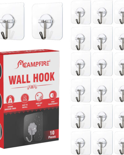 Campfire Strong Adhesive Sticky Hook For Kitchen & Bathroom(Do Not Stick On Painted wall) Hook 20 (Pack of 20)