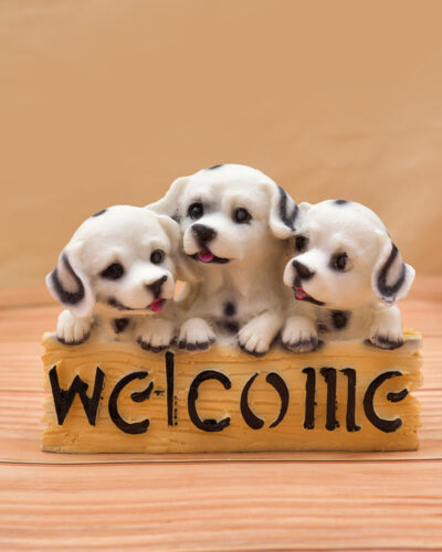 Archna Handicraft Welcom Dog Statue Showpiece Figurines for Living Room( 5x5 x4 Inch) Decorative Showpiece - 20 cm (Polyresin, Multicolor)