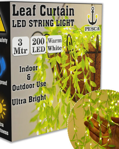 PESCA 200 LEDs 3 m Yellow Steady, Flickering Leaf Rice Lights (Pack of 1)