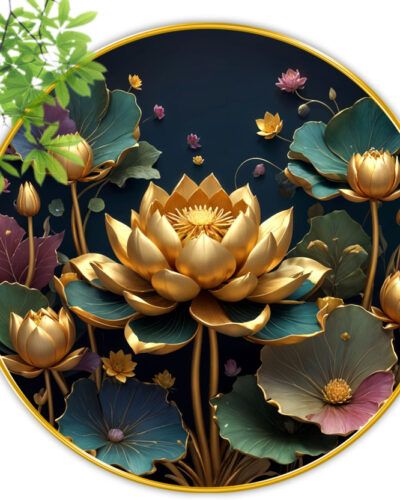 saf Floral theme Premium gold strip framed wall paintings for wall decoration Digital Reprint 16 inch x 16 inch Painting (With Frame)