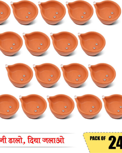 SLYKA Diwali Light Traditional diya smokeless water sensor led Diyas for Home Plastic (Pack of 24) Table Diya (Height: 2 inch)