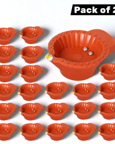 SAKUNIA Water Sensor Reusable Led Diyas for Home Decor,Festivals Decoration Diwali Light Plastic (Pack of 24) Table Diya (Height: 1.5 inch)
