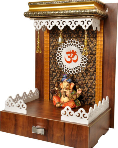 7CR Copper Diamond Solid Wood Home Temple (Height: 51, Pre-assembled)