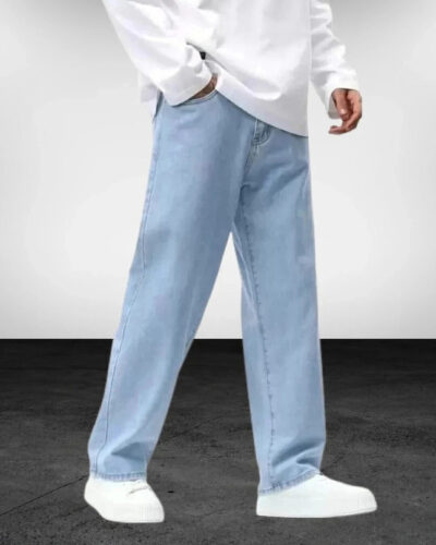 Men Straight Fit Mid Rise Light Blue Jeans