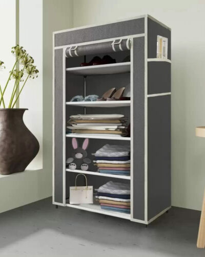 Attache Carbon Steel Collapsible Wardrobe (Finish Color - GREY, DIY(Do-It-Yourself))