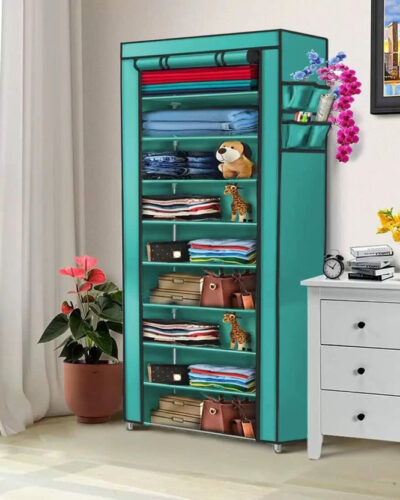 LAO Carbon Steel Collapsible Wardrobe (Finish Color - SKY BLUE, DIY(Do-It-Yourself))