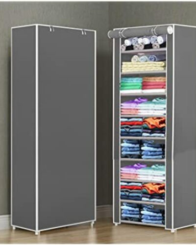 Attache Carbon Steel Collapsible Wardrobe (Finish Color - GREY, DIY(Do-It-Yourself))