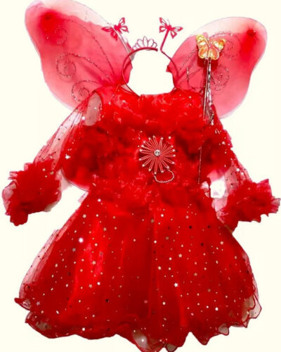 Barbie Girls Below Knee Party Dress (Red, 3/4 Sleeve)