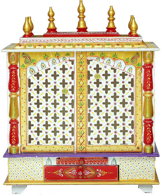 Bhumika (Mandir) Temple for Home Pooja, Aarti Door & Drawer Solid Wood Home Temple (Height: 76.2, DIY(Do-It-Yourself))