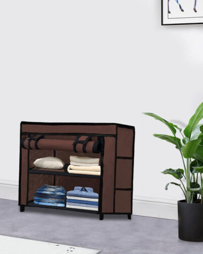 Philoshop Carbon Steel Collapsible Wardrobe (Finish Color - Brown1, DIY(Do-It-Yourself))