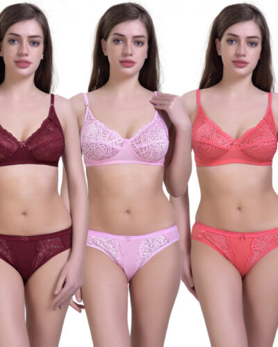 Bra & Panty Set Self Design Multicolor Lingerie Set