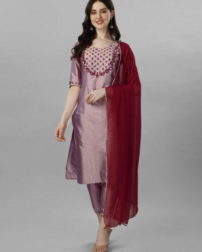 Women Art Silk Kurta Pant Set