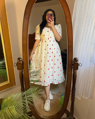 Women Printed Cotton Blend A-line Kurta (White)