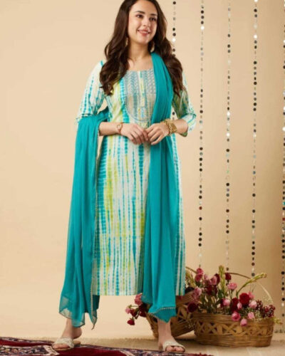 Women Viscose Rayon Kurta Pant Dupatta Set