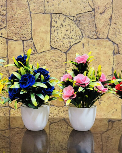 Ryme Small Size Pack Of 4 Bonsai Wild Artificial Plant with Pot (16 cm, Multicolor)