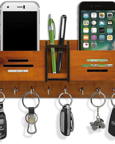 CAPIO ART GEOMETRIC multipurpose design Wood Key Holder (8 Hooks, Brown)
