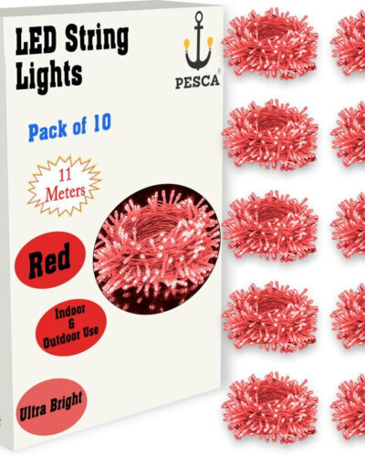 PESCA 40 LEDs 11 m Red Steady String Rice Lights (Pack of 10)