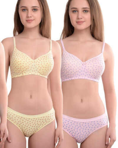 Bra & Panty Set Printed Multicolor Lingerie Set