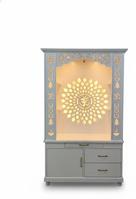 Bharat Furniture Pooja Ghar Classy Ethnic Home Temple Engineered Wood Home Temple (Height: 182, Pre-assembled)