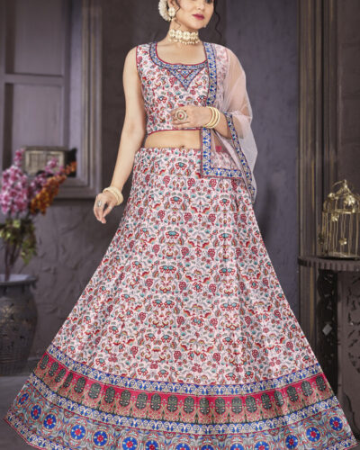 Printed Stitched Lehenga Choli (Pink)