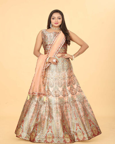 Printed Stitched Lehenga Choli (Pink)