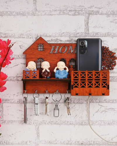 Flipkart SmartBuy Designer Home Multipurpose Wall Shelf/Wall Mount Key Holder Wood Key Holder (5 Hooks, Brown)
